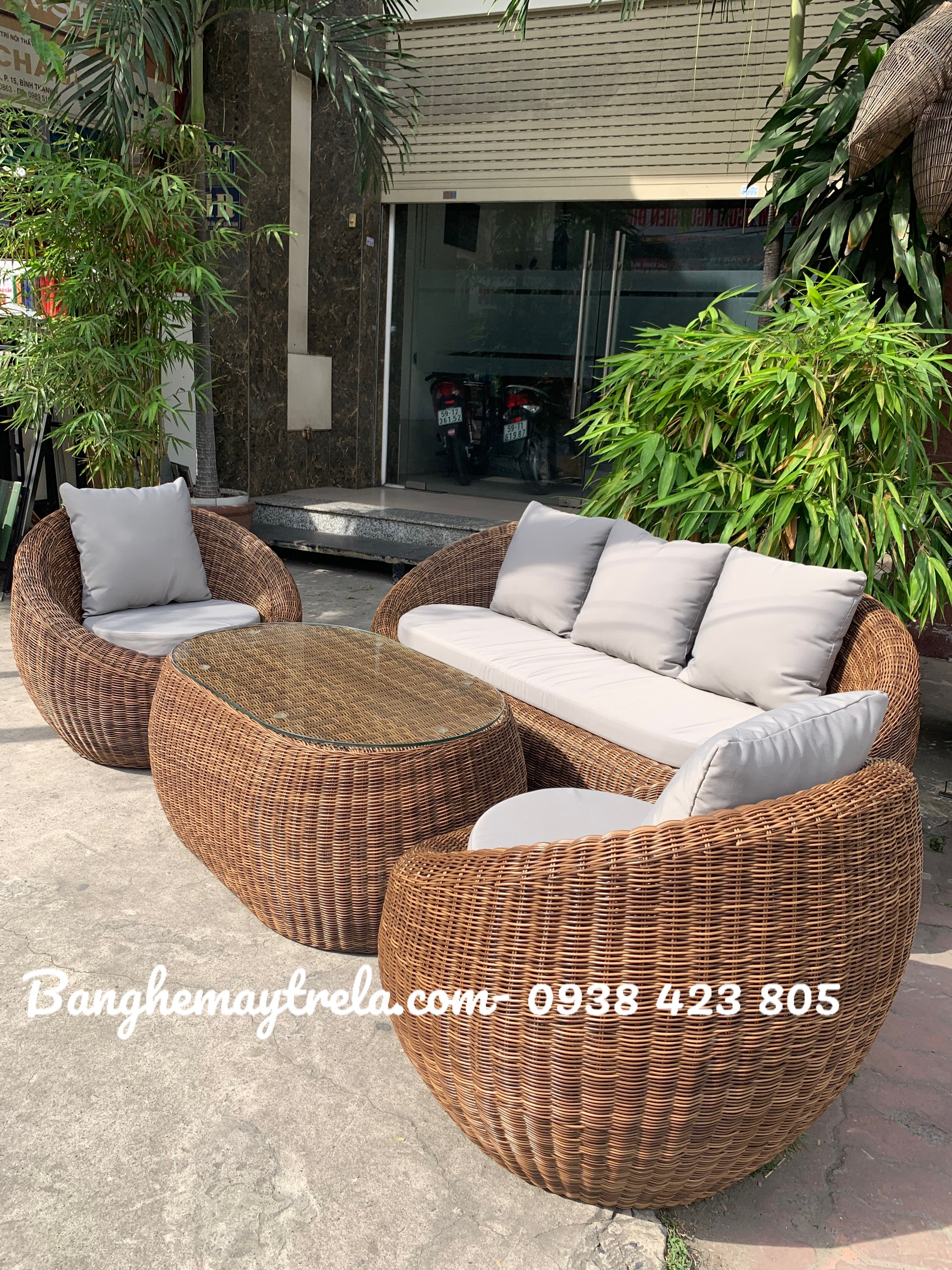 Bàn ghế sofa sò mây nhựa giá rẻ